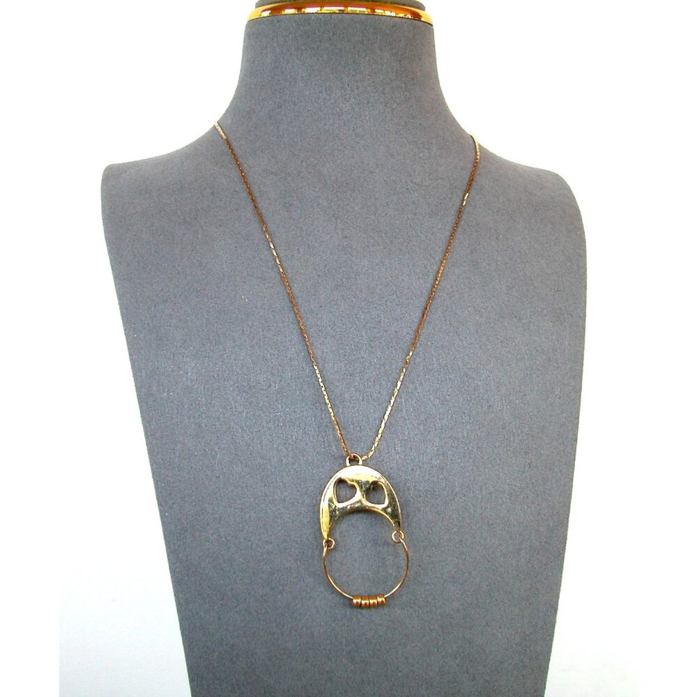 Vintage Monet Gold Plated Cut Out Hearts Charm Holder w/17"chain